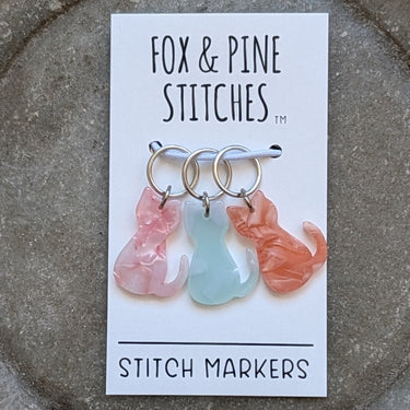 Stitch Markers | Fox & Pine in Pastel Cats option at Knit With Me yarn shop