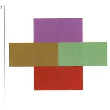 Colour Combinations sample from The Japanese Dictionary by Sanzo Wada featuring red, green, purple, and brown blocks.