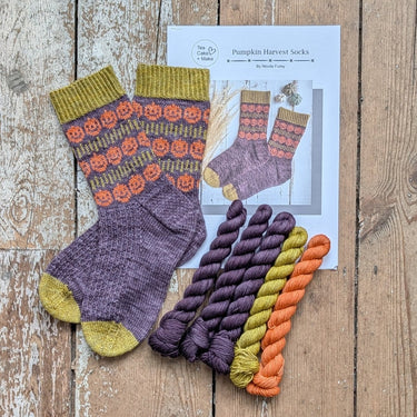 The Pumpkin Harvest Sock Kit in option at Knit With Me yarn shop