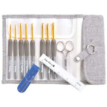 Tulip ETIMO | Rose Gold & Silver Crochet Hook Set, Premium Tulip ETIMO crochet set with 8 hooks, tools & case , Knit With Me