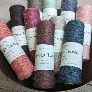 BC Garn | Tussah Tweed | Cruelty-Free Silk Yarn, Tussah Tweed by BC Garn is a light fingering silk yarn with tweed texture. Cruelty-free, softens with wear—perfect for summer knits and layering., Knit With Me