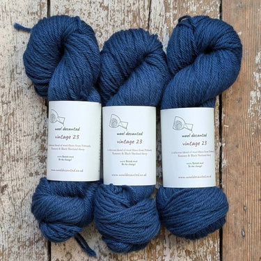 Wool Decanted | Vintage 23 DK | Soft British Wool Yarn, colour: Midnight lagoon, Vintage 23 DK is soft British wool yarn with Polwarth, Romney & Shetland. Ideal knitting wool UK for colourwork, texture & next-to-skin wear, Knit With Me