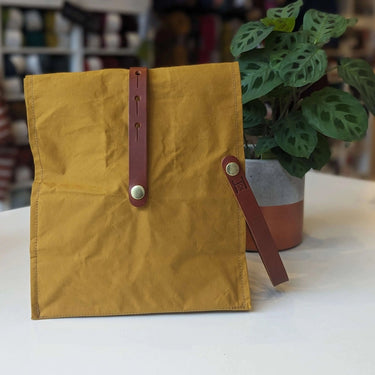 Hide & Hammer | Large 03 Project Bag | Premium Knitting Bag , Color: Tartan + Black Straps, This canvas and leather knitting bag perfectly combines form and function. Its internal pockets are great for a sweater but not so bulky that you lose a shawl., Kn
