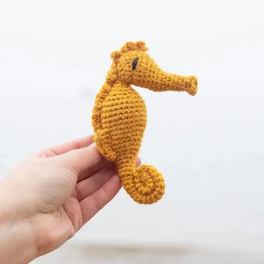 TOFT | Blanche the Seahorse | Mini Crochet Kit UK, , Crochet Blanche the Seahorse with TOFT's mini kit. Includes wool, hook & stuffing—an intermediate UK amigurumi gift from Edward’s Menagerie, Knit With Me