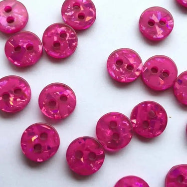 10mm hot pink sparkly buttons (E6) - Knit With Me