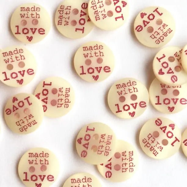 12mm made with love buttons