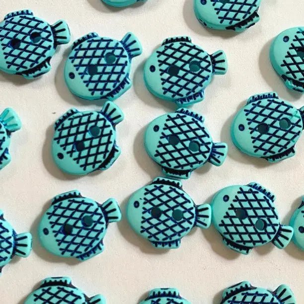 13mm turquoise fish buttons – Knit With Me