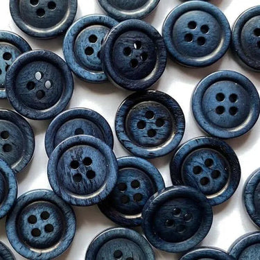 15mm Denim blue bone gloss buttons (L3) - Knit With Me