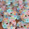 15mm multi colour floral shell buttons (K9) with vibrant floral patterns, perfect for crafting and sewing projects, SKU 5367