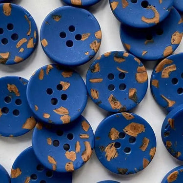 20mm Blue with chopped old buttons chips (A7) - Knit With Me