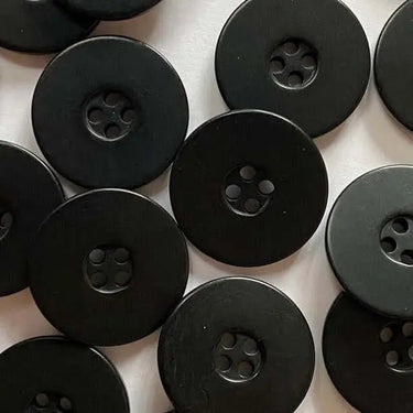 Multiple black buttons on a light background