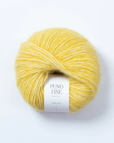 Puno Fine by Majo Garn | Luxurious Alpaca & Cotton Yarn, Colour: Lemon 306, Shop Puno Fine by Majo Garn—a luxurious blend of baby alpaca, merino, and cotton. Lightweight, soft, ethical, and perfect for delicate knitting projects, Knit With Me