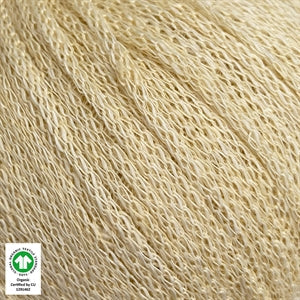 Løvetand by CaMaRose organic linen yarn, chainette texture, ideal for summer knitwear like tops, tees, dresses, skirts. Certified organic.