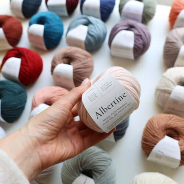 De Rerum Natura | Albertine Yarn | 4 Ply Merino Silk, Color: Aurore, Luxurious 4 ply merino silk yarn—Albertine is soft, drapey & perfect knitting wool UK for lace, baby knits & garments worn next to skin, Knit With Me