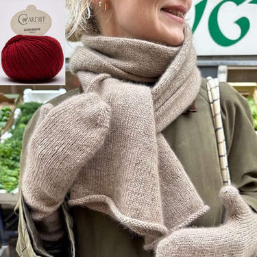 Vienna Set Kit | PetiteKnit Mittens & Scarf in Cashmere, Color: 628 GRANATA, Knit the Vienna Set by PetiteKnit in Cardiff Cashmere. Includes 9 balls & PDF pattern—luxury kit for scarf & mittens, perfect for gifting., Knit With Me