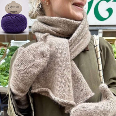 Vienna Set Kit | PetiteKnit Mittens & Scarf in Cashmere, Color: 620 POISON, Knit the Vienna Set by PetiteKnit in Cardiff Cashmere. Includes 9 balls & PDF pattern—luxury kit for scarf & mittens, perfect for gifting., Knit With Me