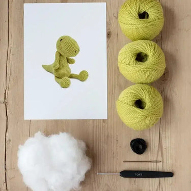 Gregor the T-REX Kit,Crochet Gregor the T-Rex with TOFT’s beginner-friendly kit. Includes wool, hook, stuffing & video tutorials, perfect for dino lovers and crafty gift-givers!