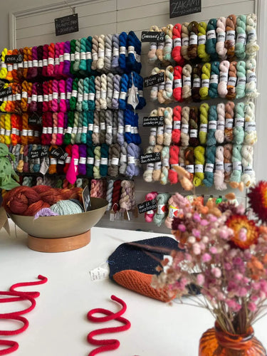 Wall of Yarn inside Knit With Me, richmond london yarn shop