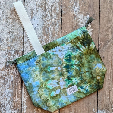 Large ice dyed Craft Project Bag by Jose Rose, featuring unique cotton design with interior pockets and structured lining.