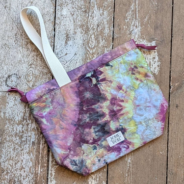 Ice dyed cotton Craft Project Bag - large size with unique pattern and Josie Rose branding, perfect for organizing craft supplies.