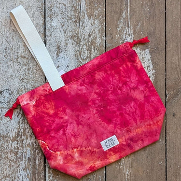Large Jose Rose ice dyed Craft Project Bag on wooden floor