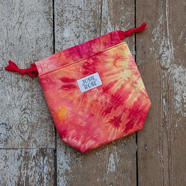 Ice Dyed Project Knitting Bag - Small with unique design, cotton fabric, and ring tab for stitch markers by Jose Rose