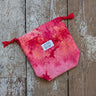 Ice Dyed Project Knitting Bag - Small, unique ice dyed cotton project bag with structure and tab for stitch markers, Josie Rose design