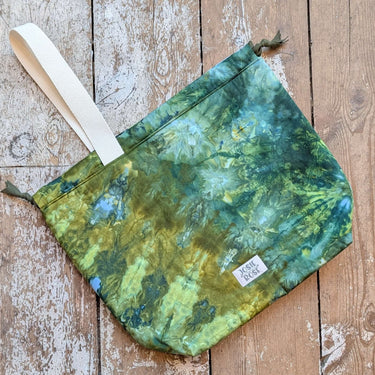 Ice Dyed Project Bags - XLarge with unique cotton design, lined and structured with pockets, perfect for craft storage.