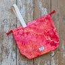 Ice Dyed Project Bags - XLarge in vibrant pink hues, made from unique ice dyed cotton, ideal for craft projects and organization.