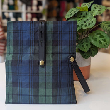 Hide & Hammer | Large 03 Project Bag | Premium Knitting Bag , Color: Tartan + Black Straps, This canvas and leather knitting bag perfectly combines form and function. Its internal pockets are great for a sweater but not so bulky that you lose a shawl., Kn