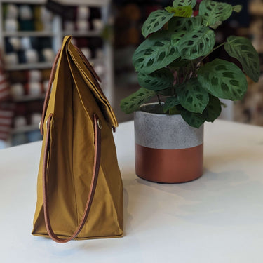 Hide & Hammer | Large 03 Project Bag | Premium Knitting Bag , Color: Tartan + Black Straps, This canvas and leather knitting bag perfectly combines form and function. Its internal pockets are great for a sweater but not so bulky that you lose a shawl., Kn