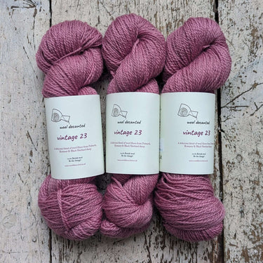 Wool Decanted Vintage 23 4ply Yarn in pink, soft British yarn for knitting.