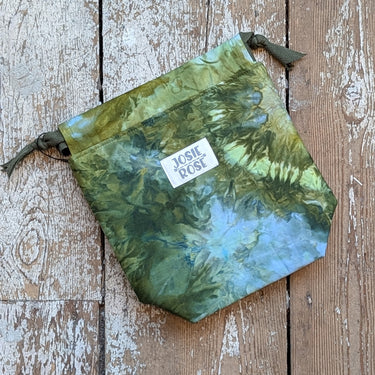 Ice Dyed Project Knitting Bag - Small ice dyed cotton design by Josie Rose, perfect for craft projects, with lining and tab for markers.