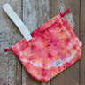 Ice Dyed Project Bags - Large with unique red and orange cotton design, featuring a handle and interior pockets for crafting organization.