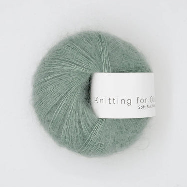 Knitting For Olive Soft Silk Mohair yarn ball in mint green, featuring luxurious Kid Mohair and Mulberry silk blend, sourced from South Africa.