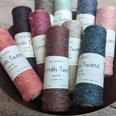 BC Garn | Tussah Tweed | Cruelty-Free Silk Yarn, Tussah Tweed by BC Garn is a light fingering silk yarn with tweed texture. Cruelty-free, softens with wear—perfect for summer knits and layering., Knit With Me