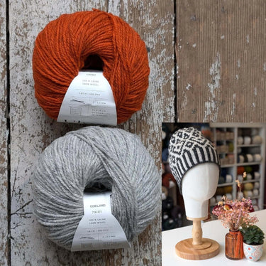 Wolfie Hat Kit | Colourwork Knitting Kit, Colour: Kit 5 - Pontimarron/Goeland, Knitted hat kit, includes Ulysse Merino yarn and knitting pattern. A great knitting kit if you want to make your own wooly hat, a knitting hat kit at its best. , Knit With Me