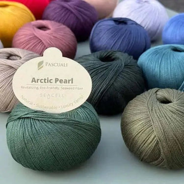 Arctic Pearl by Pascuali,Arctic Pearl is a luxurious vegan yarn made from 100% Lyocell (SEACELL). Soft, skin-friendly, eco-conscious & machine washable. Perfect for sensitive skin