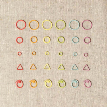 Cocoknits | Flight of Stitch Markers | 5 Best-Selling Styles, , Try 5 bestselling stitch marker styles in one set! Cocoknits Flight includes Jumbo, Small, Triangle & more—perfect for knitters & gifting., Knit With Me