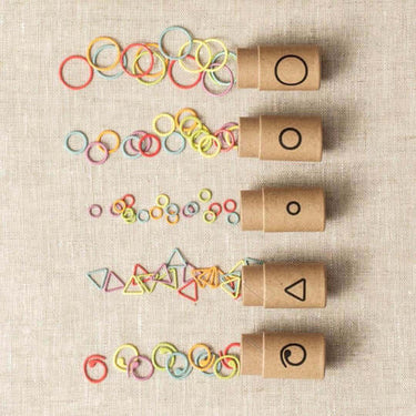 Cocoknits | Flight of Stitch Markers | 5 Best-Selling Styles, , Try 5 bestselling stitch marker styles in one set! Cocoknits Flight includes Jumbo, Small, Triangle & more—perfect for knitters & gifting., Knit With Me