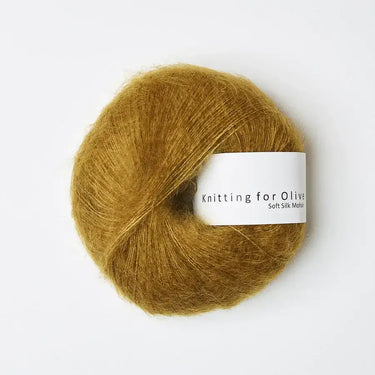 Knitting For Olive | Soft Silk Mohair, colour: Dark Mustard, A luxurious mohair yarn blend. Finest Kid Mohair and Mulberry silk fingering yarn. This yarn is incredible held double or with Knitting For Olive Merino, Knit With Me