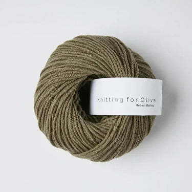 Ball of Knitting for Olive Heavy Merino yarn in natural color, 100% New Zealand Merino wool, eco-friendly and traceable.