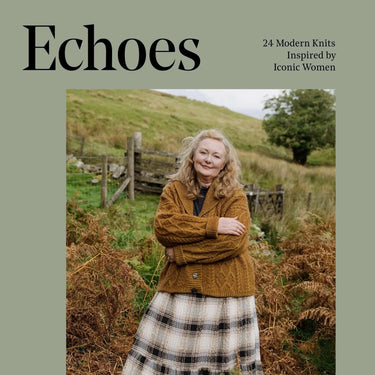 Susan Crawford | Echoes Book | Iconic Knits, , Discover 'Echoes' by Susan Crawford – 24 modern knit patterns inspired by iconic women. A must-have heirloom design book for UK knitters, Knit With Me