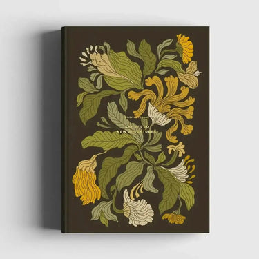 Flower Notebook featuring floral motifs on hardback cover, designed by Tytti Laitakari, perfect for project notes and plans.
