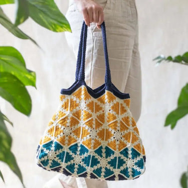 TOFT | Hexagon Bag Kit | DK Wool Crochet Project, Color: Lisbon, Crochet a bold hexagon bag in TOFT DK wool. This easy kit includes yarn, pattern & tote—perfect UK crochet project for modern colour lovers, Knit With Me