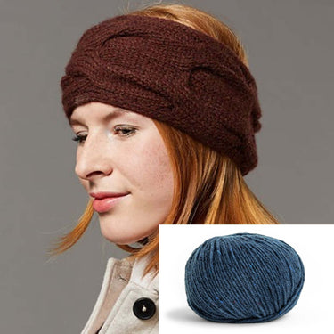 Ilma Kit with Lamana Como Grande, Color: 53T Night Blue, This ear warmer, by the designers at Lamana, is just gorgeous! It is a super quick knit, so a great quick knit gift, or perfect if in need of a finished object quick hit! It's knitted back and forth