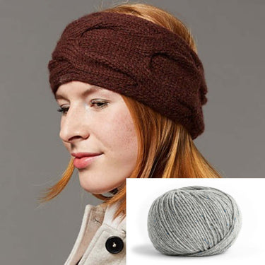 Ilma Kit with Lamana Como Grande, Color: 42T Light Grey, This ear warmer, by the designers at Lamana, is just gorgeous! It is a super quick knit, so a great quick knit gift, or perfect if in need of a finished object quick hit! It's knitted back and forth