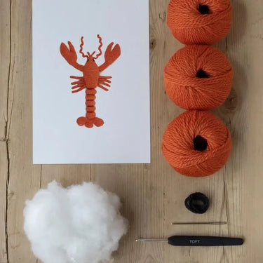 TOFT | Joanna the Lobster Kit | Beginner Amigurumi Crochet, , Crochet Joanna the Lobster with TOFT’s beginner-friendly kit. Includes UK-spun wool, hook & stuffing—perfect crafty gift or starter project., Knit With Me