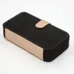 KnitPro Oasis Starter Interchangeable Crochet Hook Set case, black and beige, compact and elegant, ideal for crochet enthusiasts.