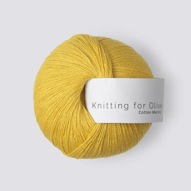 Knitting for Olive COTTON MERINO yarn in yellow color, 70% cotton and 30% RWS certified Merino wool, ideal for all-season garments.